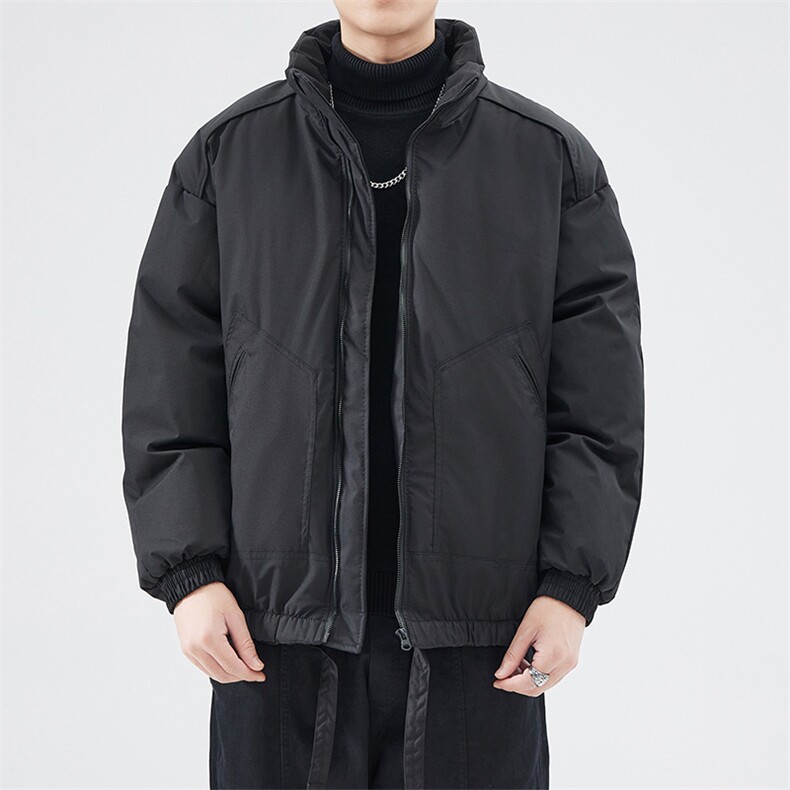 现货冬季美式休闲加厚雪山外套夹克立领纯色三防户外工装棉服,男装夹克,电商A486-1