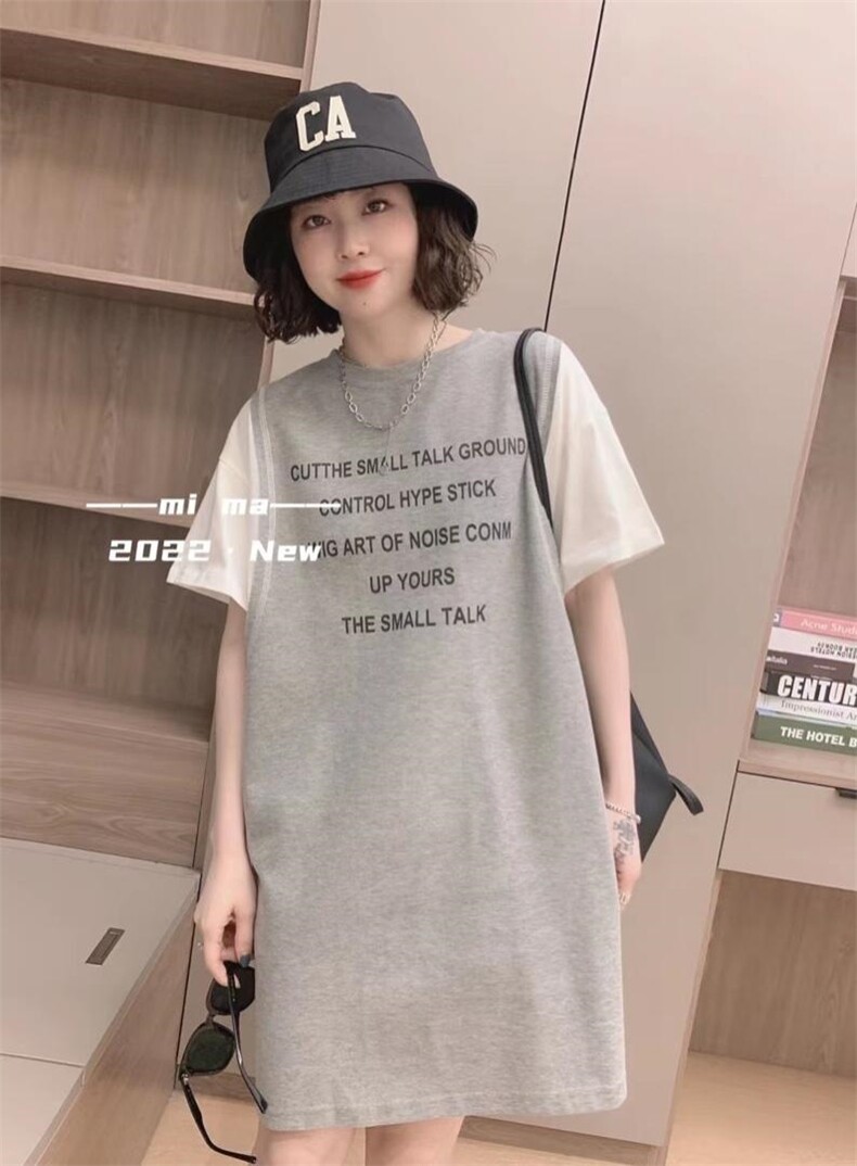 拼色休闲连衣裙，女装连衣裙，依多坊