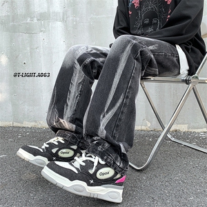 美式ins高街扎染hiphop直筒宽松牛仔裤货号K2321P60图片