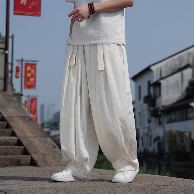 2025春夏新款风提花休闲裤男士宽松大码阔腿哈伦裤K2509-P75,男装休闲裤,电商A008