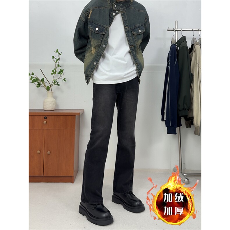 新款美式高街加绒加厚直筒黄泥牛仔裤货号K659P50加绒P65《控78》,男装牛仔裤,电商A063