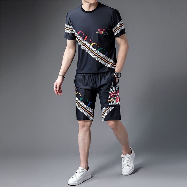 JG22-17男士2023年春夏季新款运动套装短袖短裤T恤卫裤二件套P125,男装休闲套装,电商B360