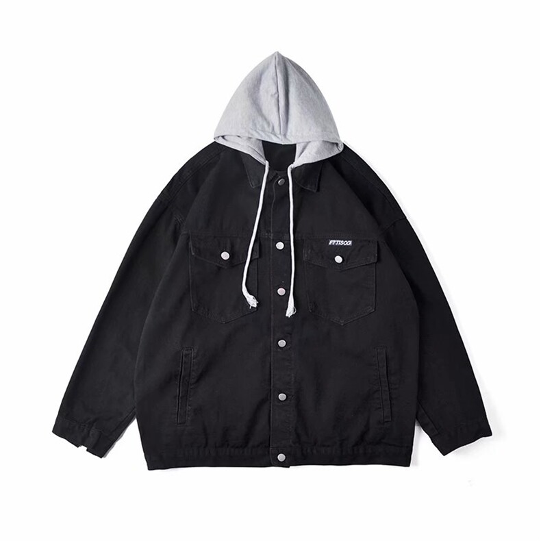 连帽牛仔外套男秋季韩版潮流痞帅衣服高级感ins潮牌夹克8863-p70图片