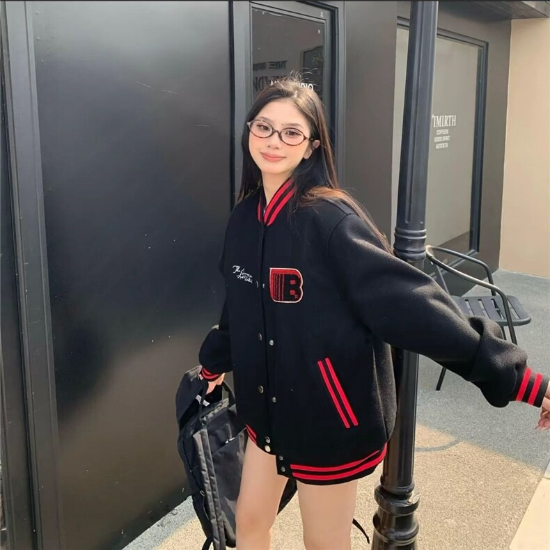 AW美式设计感辣妹学院风棒球服外套女宽松小众立领夹克,男装夹克,星座1210-1