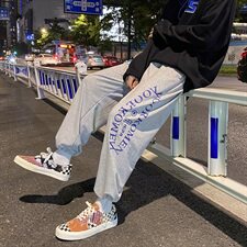 港风有型休闲裤男潮流宽松束脚裤运动印花卫裤NK08-P50，男装休闲裤，星座1501