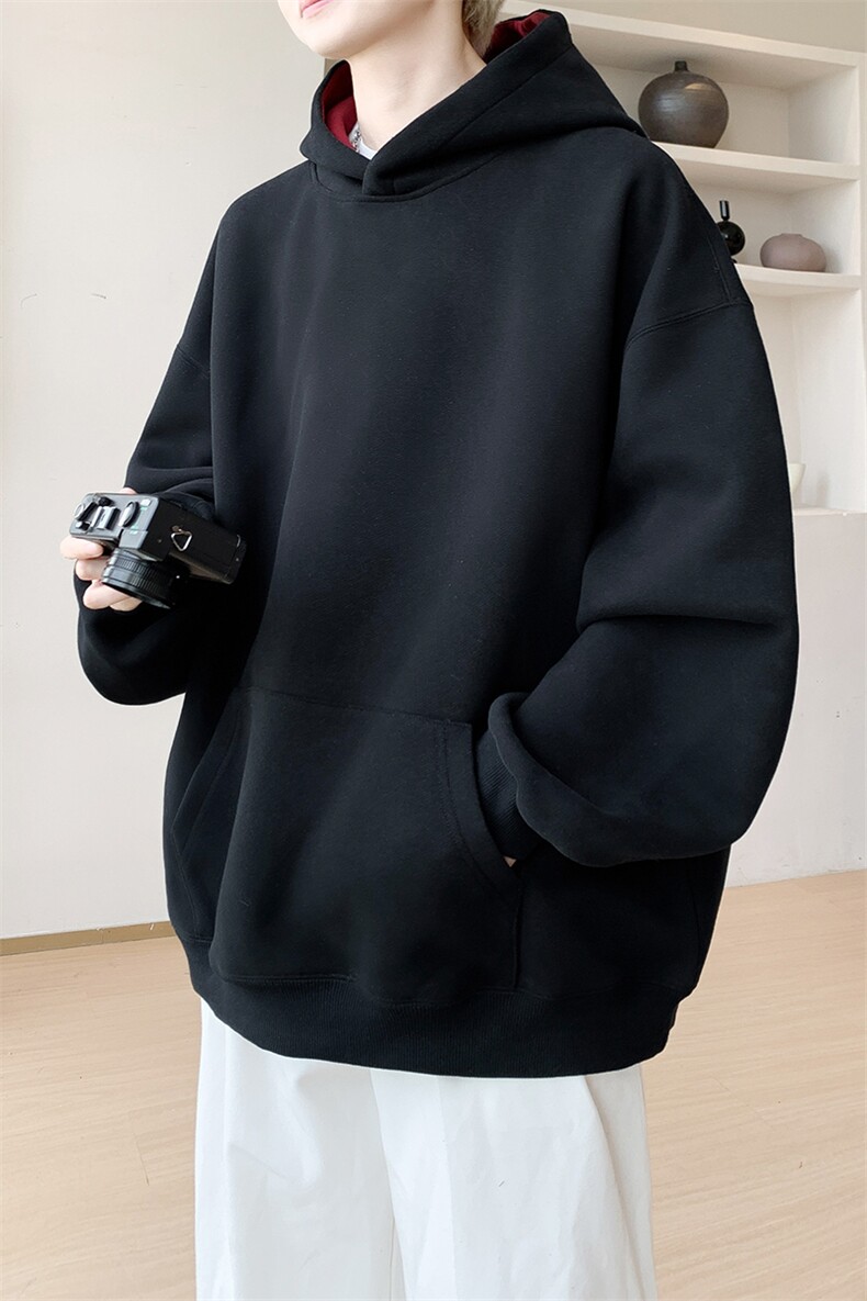 两斤重华棉内景秋冬百搭休闲宽松撞色连帽卫衣男潮流WY00699/P55,男装卫衣,电商B316