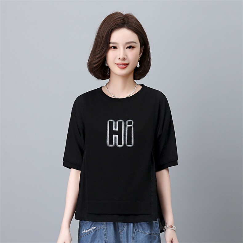 时尚宽松短袖T恤女夏季新款韩版百搭显瘦上衣学生休闲打底衫,女装T恤,叶笙衣