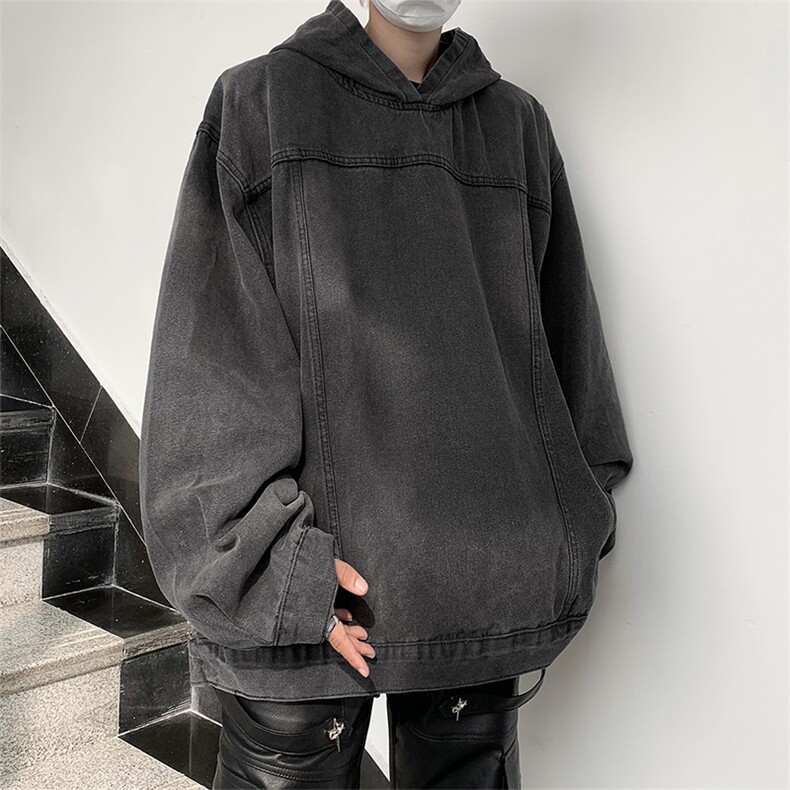 做旧水洗连帽牛仔外套男女秋季美式街头宽松情侣夹克男J8605-P65,男装夹克,星座1008