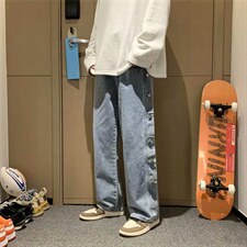 牛仔裤男个性排扣港风潮流宽松直筒老爹裤韩版阔腿休闲裤nk90-p40,男装牛仔裤,星座1008-2