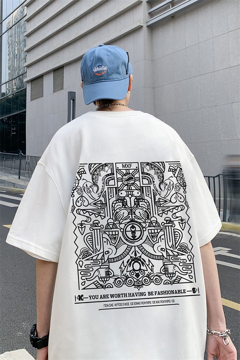 量大优可提供视频2024夏季新美式短袖T恤D223A-T24182-P18,男装T恤,电商019-1