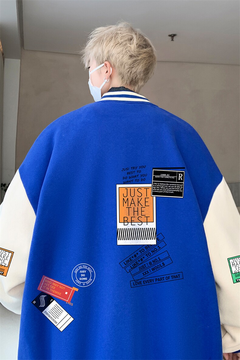 摇粒绒棒球服男大码开衫卫衣男夹克BF86121-P65,男装夹克,电商A040