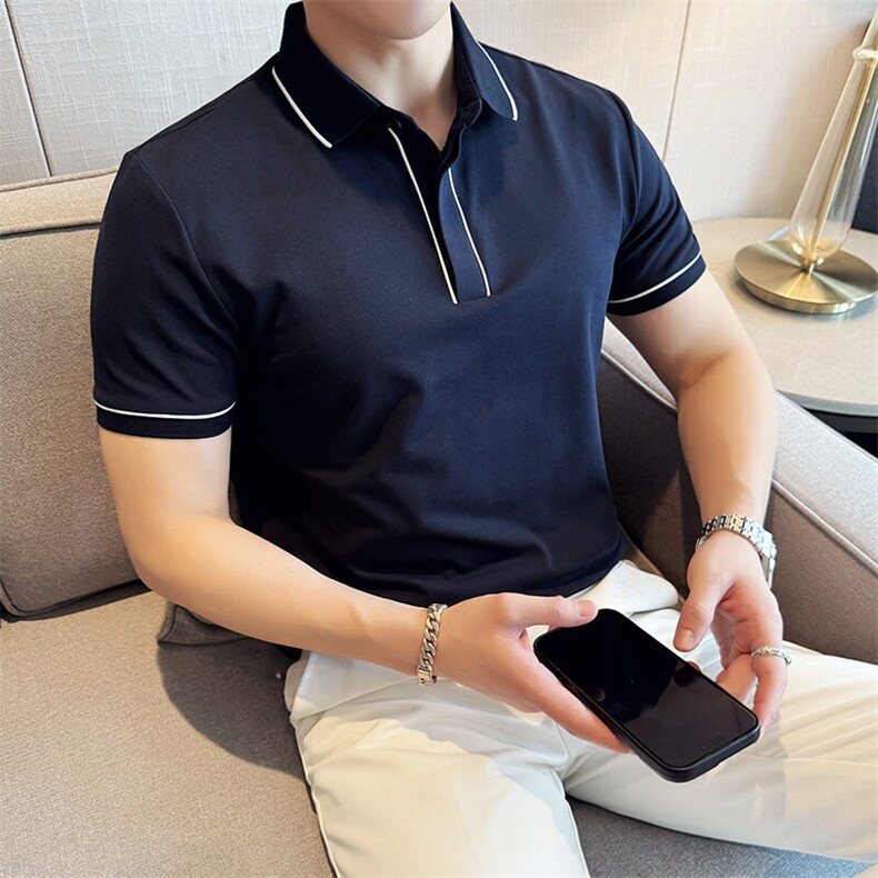 2025主推款备货高品质夏季新款短袖T恤翻领Polo衫D342-2256-P48,男装T恤,电商D342