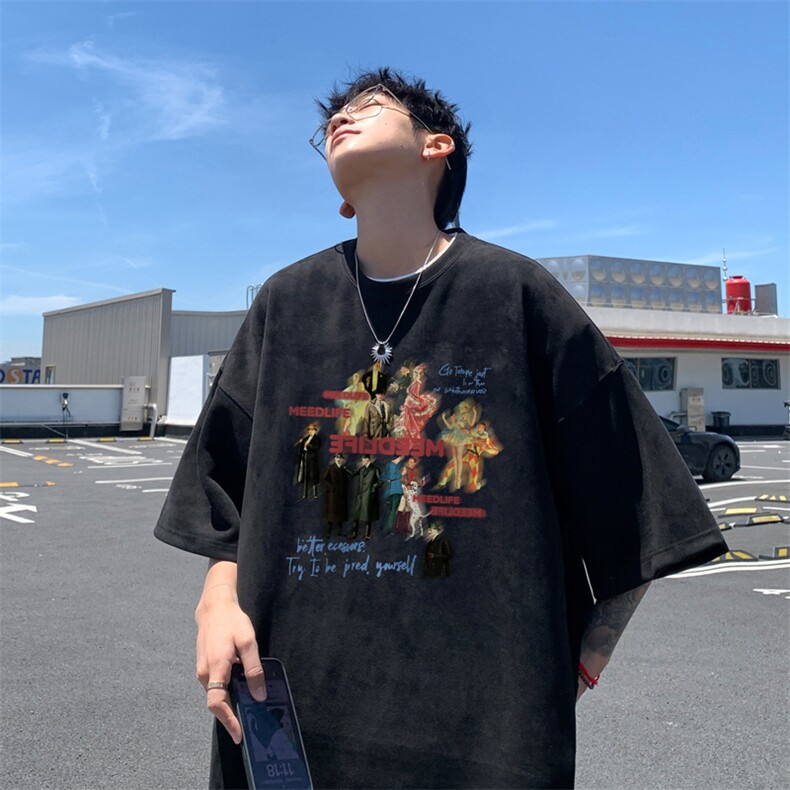 量大优供视频重磅麂皮绒短袖t恤男JT537-特p19,男装T恤,电商B371