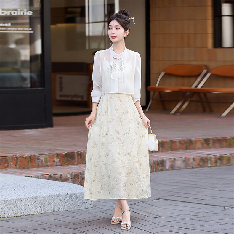 【现货】碎花连衣裙两件套2024夏季新款新中式套装裙,女装连衣裙,C位