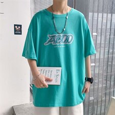 ！2021夏季新款男士纯棉短袖T恤宽松五分半袖体恤衫T2150P25，男装T恤，电商B220