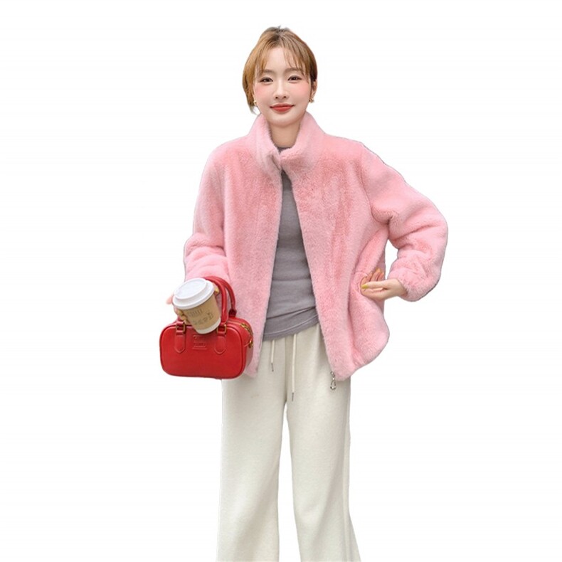 【现货】粉色小清新皮毛一体毛绒保暖防寒棉服2C081-8102P175K258,女装棉衣/棉服,2C081