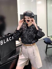 秋季镶砖镂空气质轻奢翻领衬衣，其它，非次元