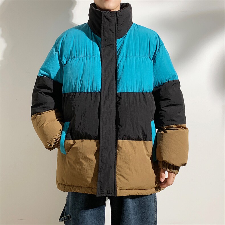 港风2026新品冬季宽松情侣装撞色棉衣棉服冬装加厚外套D007-P90,男装棉衣,星座717