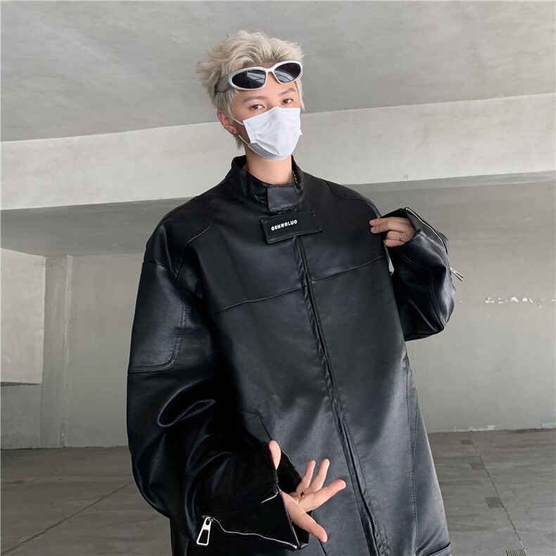 美式街头潮牌复古做旧脏脏PU皮衣夹克男扎染设计外套JK939-P85,男装夹克,星座1001-1