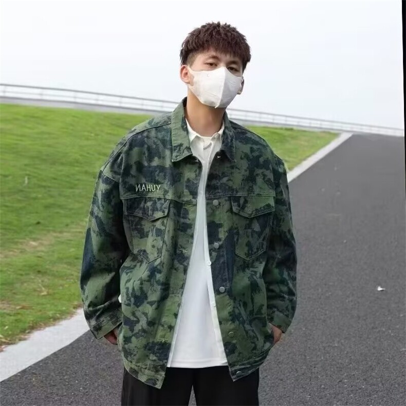 Y8060-P45沙漠迷彩复古破洞牛仔外套，男装工装外套，电商B323A