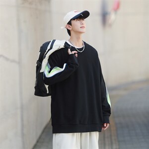 ！秋季上衣男圆领卫衣男装港风长袖t恤男外套男W105-P33图片