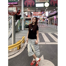 W9739-P63网图现货多口袋水洗五分牛仔短裤美式宽松工装七分裤，男装牛仔裤，星座1608-2