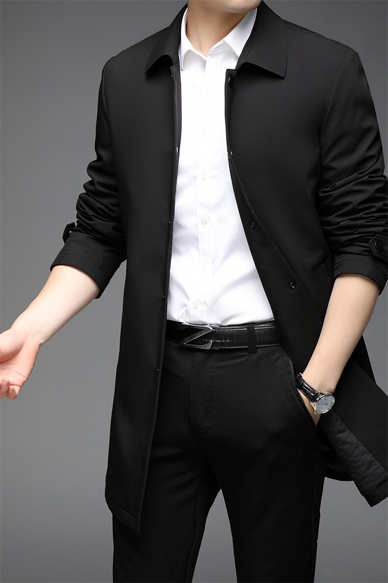 秋冬季新款中年男新款翻领外套休闲加棉加厚风衣上衣ZL2199-P205，男装风衣，电商B212（原钱塘6029）