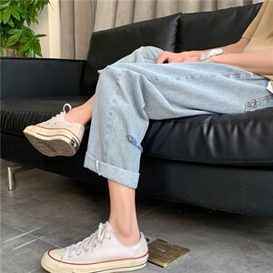 牛仔裤男夏季潮牌宽松港风休闲破洞九分裤潮韩版帅气百搭n220-P35,男装牛仔裤,星座1008-1