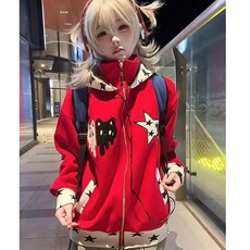 春秋新款复古学院风插肩袖拼接外套男女宽松开衫卫衣WB591-P65，女装短外套，星座412-3