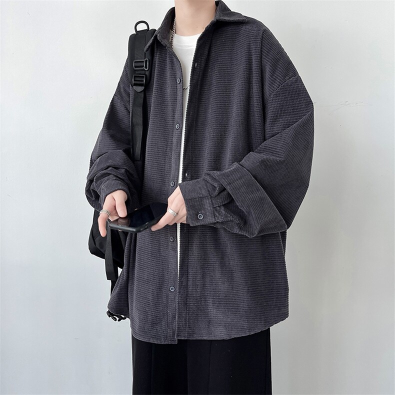 现货纯色宽松长袖衬衫男KD556-P40图片