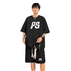 套装！华夫格套装短袖T恤短裤男TZ214-特P38，男装牛仔裤，电商B367