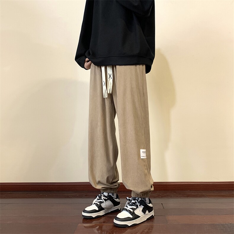 灯芯绒裤子男女潮牌宽松秋冬季运动卫裤束脚K820*P39加绒45控68,男装休闲裤,星座227-2