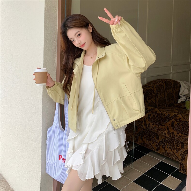 [现货新款]浅黄色休闲短外套女宽松春秋上衣2C353--723#P165K268,女装短外套,2C353