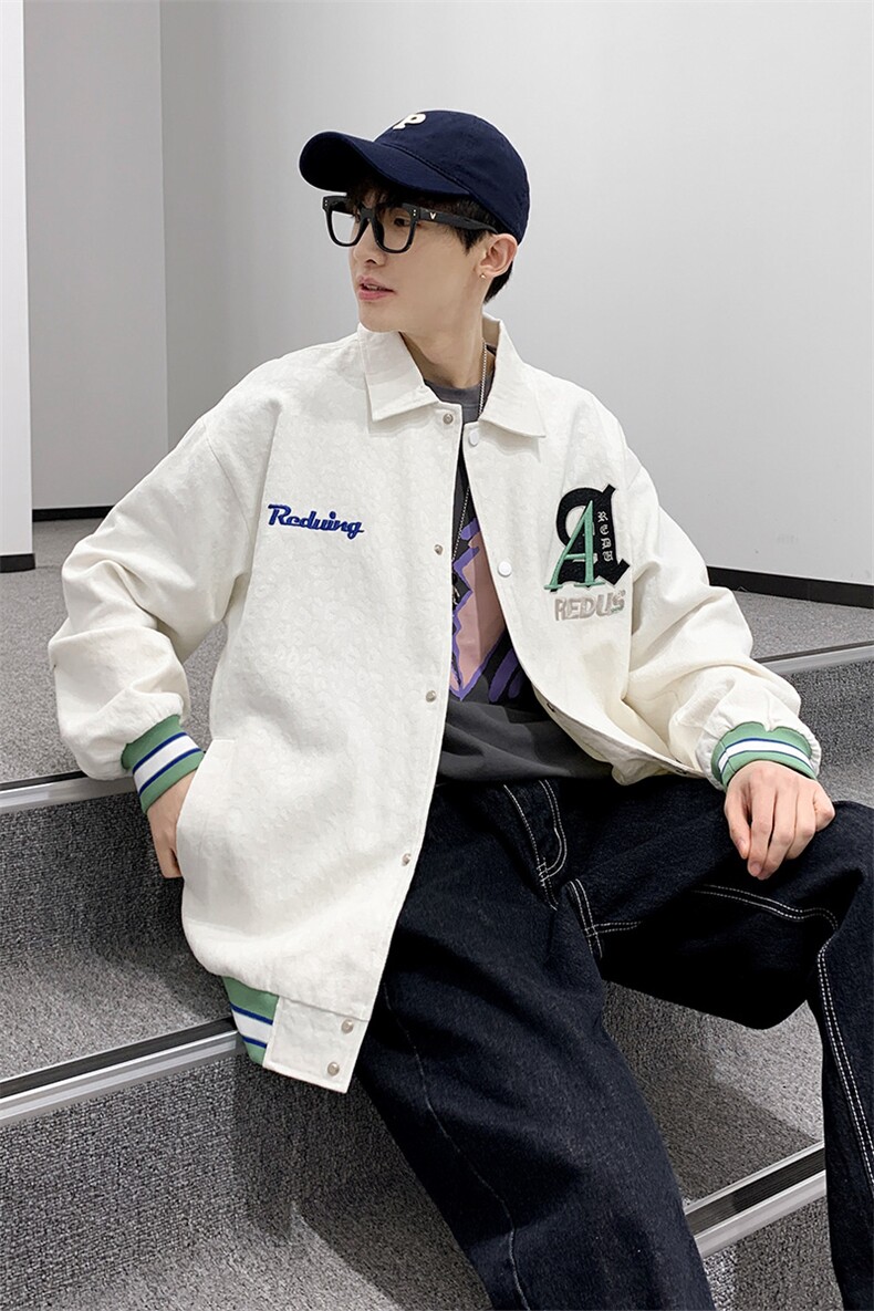 秋装新品刺绣夹克情侣款2023中性风男女时尚棒球服外套8007-P85,男装夹克,电商A441-1