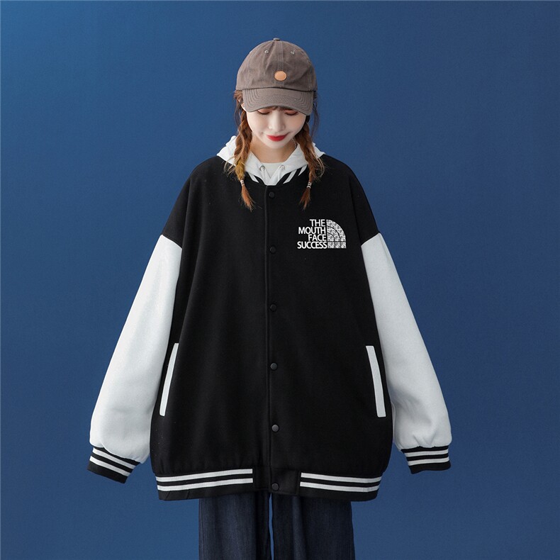 中性风2022秋季新款设计感潮牌印花宽松棒球服夹克G95--p65控88,男装夹克,A247A