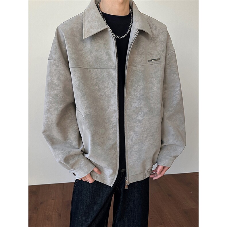 春季扎染皮衣机车翻领美式复古松弛感外套男女C64139-TP55不,男装皮衣,电商A102