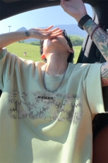 藏青色麂皮绒t恤男夏季美式高街青少年短袖潮牌痞帅炸街半袖体恤，男装T恤，电商B371