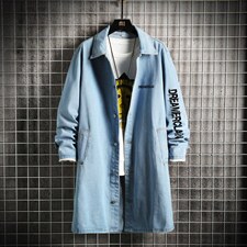 FY662-P78-限价108春季长款牛仔风衣男士网格潮流大码外套,男装风衣,星座103A