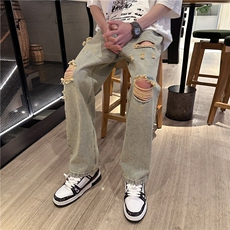 xz116-k1016-P50-控78现货破洞大码牛仔裤，男装牛仔裤，星座116