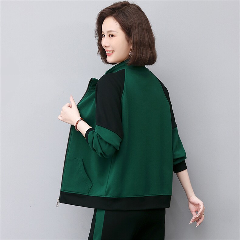 长期现货，卫衣女2024春秋新款宽松拼接薄款休闲开衫外套,女装短外套,涵誉