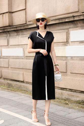 轻奢醋酸连衣裙，女装连衣裙，澳洛菲