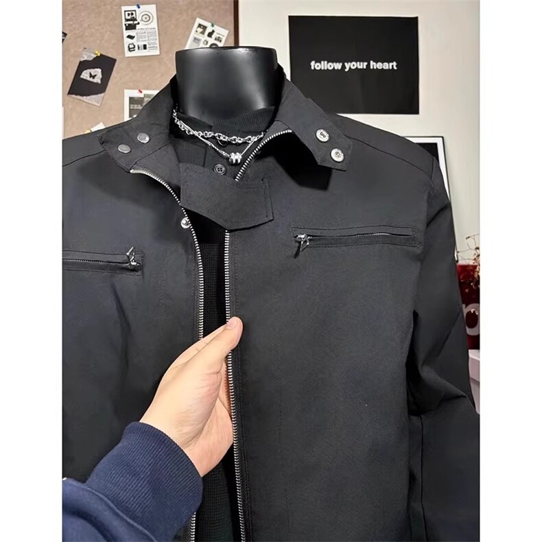 W10291-P58网图现货高级感短款立领垫肩外套韩版潮牌机车服夹克,男装夹克,星座1608