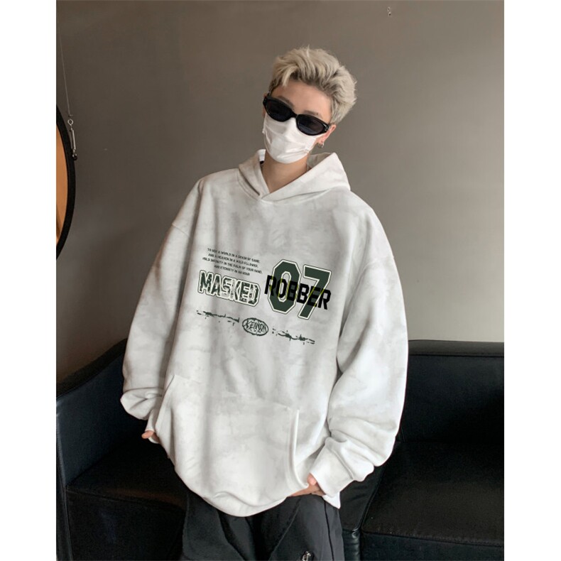 高品质重磅大码350克脏脏扎染65棉连帽卫衣美式潮男个性，男装卫衣，星座203-1