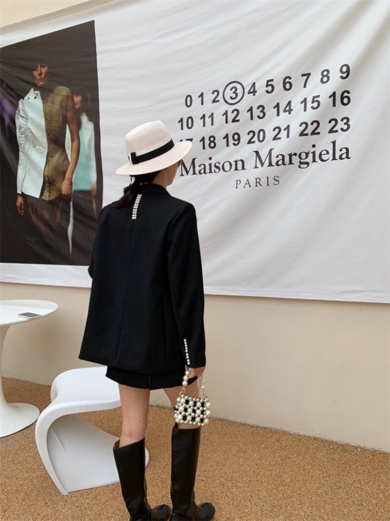 口袋珍珠西装，女装西装，HE