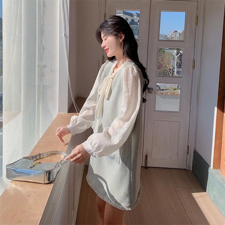 小香风拼接假两件连衣裙,女装连衣裙,浙宝103（原192）