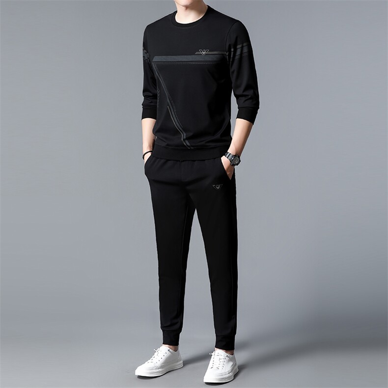 SA3031-2钱塘2020-2中青年男士冬季厚款时尚休闲圆领套装P137,男装休闲套装,钱塘207-2
