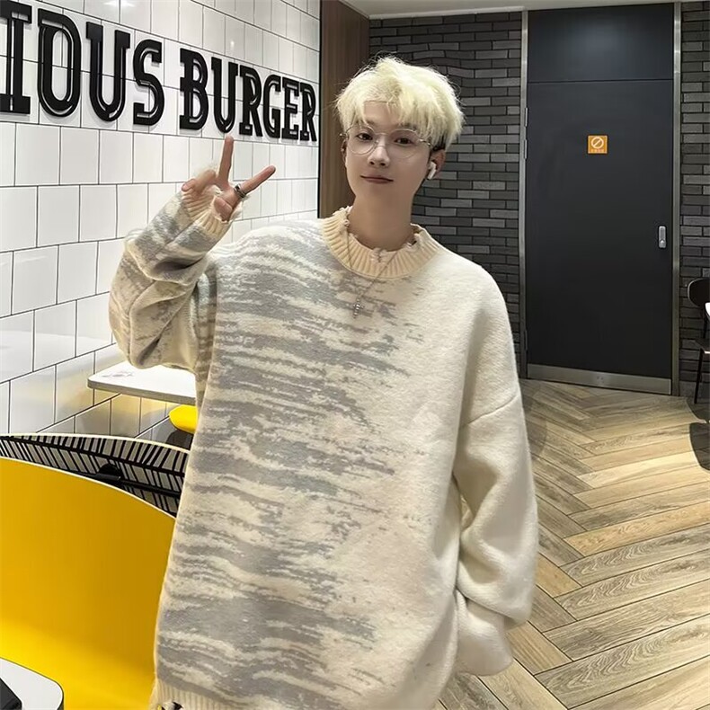 日系长袖毛衣文艺流行新款潮流原宿ins时尚气质百搭慵懒简约，男装针织衫/毛衣，星座1210-1