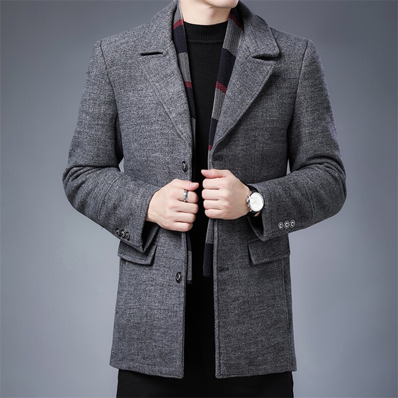 男士冬季毛呢大衣外套羊毛中长款呢子商务休闲上衣SJM8238-P180，男装毛呢大衣，电商B212（原钱塘6029）