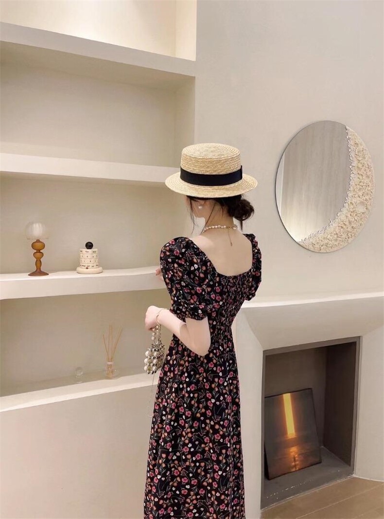 法式碎花连衣裙，女装连衣裙，亿炫(5F)