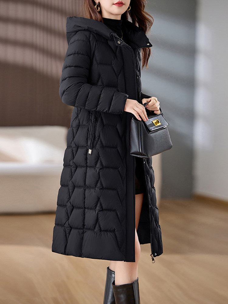 红流行爆款羽绒棉服女中长款2024冬季新款连帽加厚棉袄外套,女装棉衣/棉服,涵亦佰惠